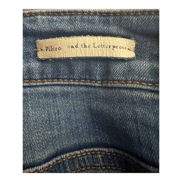 Pilcro & The Letterpress High Rise Flare Jeans Sz 28 Button Fly Cropped Stretchy - Picture 6 of 12